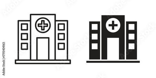Hospital icon in trendy flat style design. Vector graphic illustration.