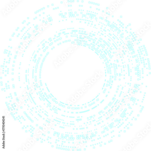 Multi-layered neon dot rings form textured concentric geometry emphasizing consistent radial alignment and structured dot formation.