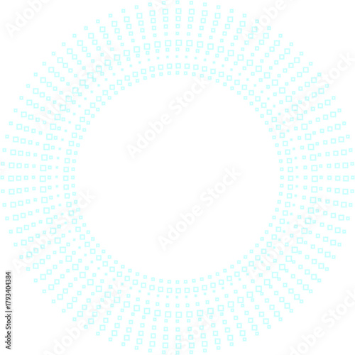 Interconnected neon circular outlines form a layered concentric geometry emphasizing precise line repetition and evenly spaced radial formation.