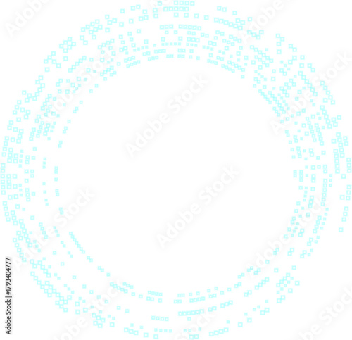Naturally distributed neon dots form an organic circular pattern combining irregular texture with geometric radial alignment.