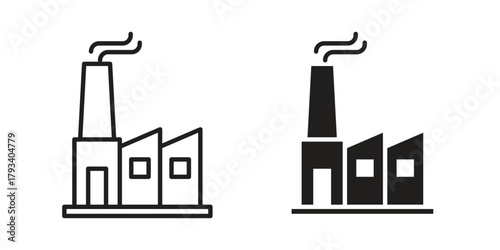 Industrial factory icon in trendy flat style design. Vector graphic illustration.