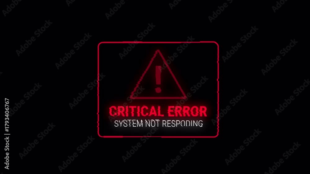 Critical Error Alert Glitch Animation. Red System Failure Warning ...