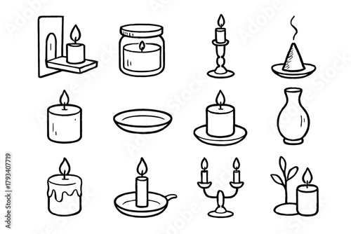 Vase wax light jar stick cone corner minimalist candle icon vector