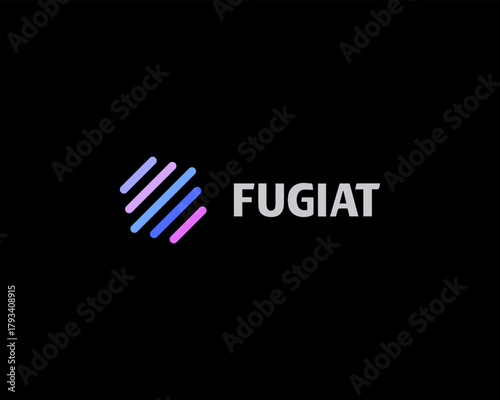 Creative logo from colorful lines. Creative satellite startup technology vector sign