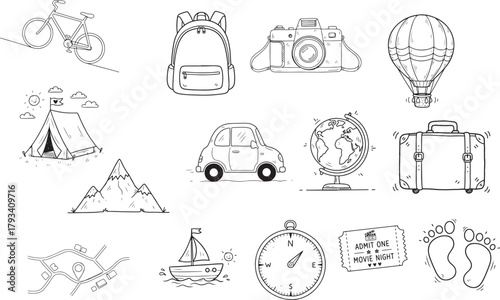 Travel and tourism themed icon collection