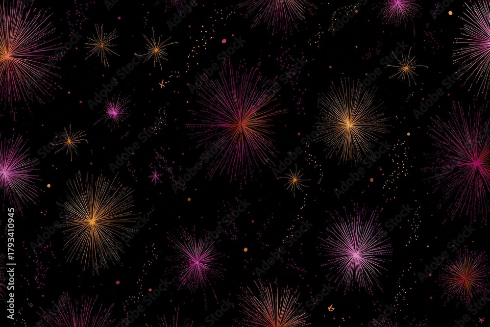 Naklejka premium Colorful fireworks display with vibrant bursts against night sky