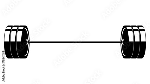 Barbell with Bumper Plates Vector Illustration for Powerlifting, Strength Training, and Fitness Gym Designs