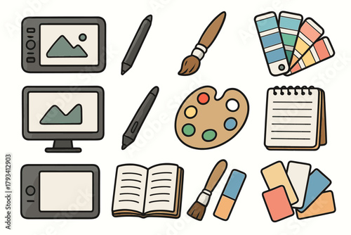 Notepad color tools vector creative stylus icon samples icons art tablet digital