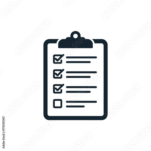 A checklist on a clipboard with three items completed and one remaining.