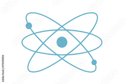 Glowing atomic symbol on dark gradient background with neon effect