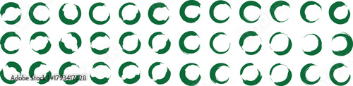 Green Brush Stroke Circle Segments on White Background Keywords: green, circle, segment, brush
