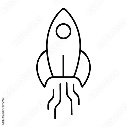 Rocket Outline Vector Icon for Innovation, Motivation, and Learning Progress