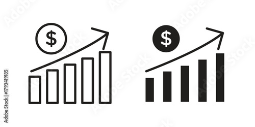 Sales growth icon in trendy flat style design. Vector graphic illustration.