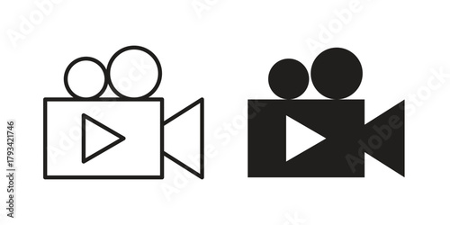 Video camera icon in trendy flat style design. Vector graphic illustration.