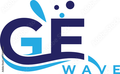 Letter GE logo with wave design template, water drop logo