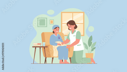 Healthcare professional providing compassionate support to a patient recovering at home