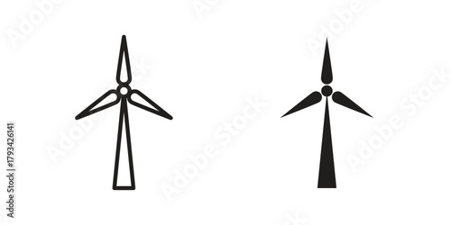 Wind turbine icon in trendy flat style design. Vector graphic illustration.