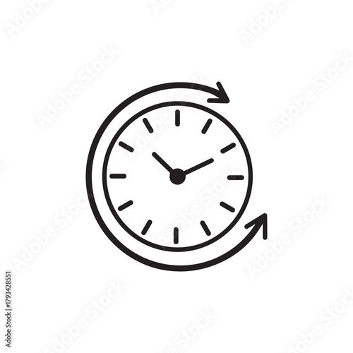 Clock with circular arrows indicating time passing