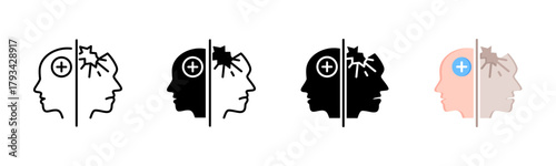 Bipolar Disorder Icon, Multi Styles Icon Set