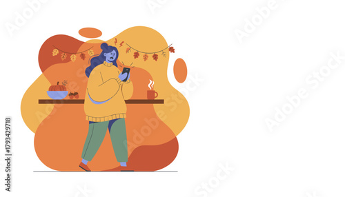 Angry woman checking bad news on her smartphone indoors during autumn Digital stress concept