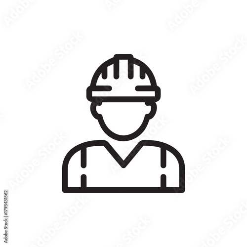 Icon of a construction worker wearing a hard hat, representing labor and industry