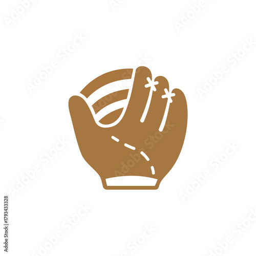 Vector illustration of a baseball glove or mitt holding a ball, symbolizing baseball sport, catching, game equipment, and teamwork.