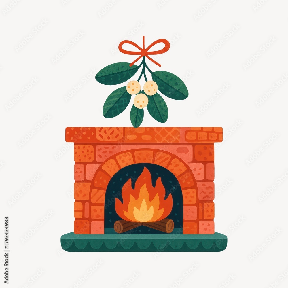 Fototapeta premium Cozy fireplace with festive decor.