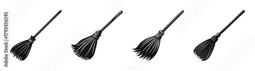 Vintage halloween witch broom clip art vector illustration for halloween decoration and design needs