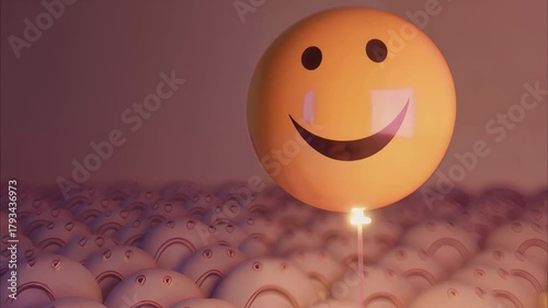 3D rendering of glowing smiley balloon