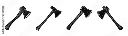 Axe illustration collection of vintage axes woodcutting tools lumberjack equipment drawing set design element