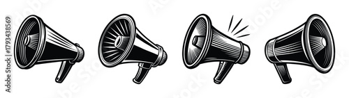 Megaphone bullhorn vector illustration communication announcement loud speaker design graphic art