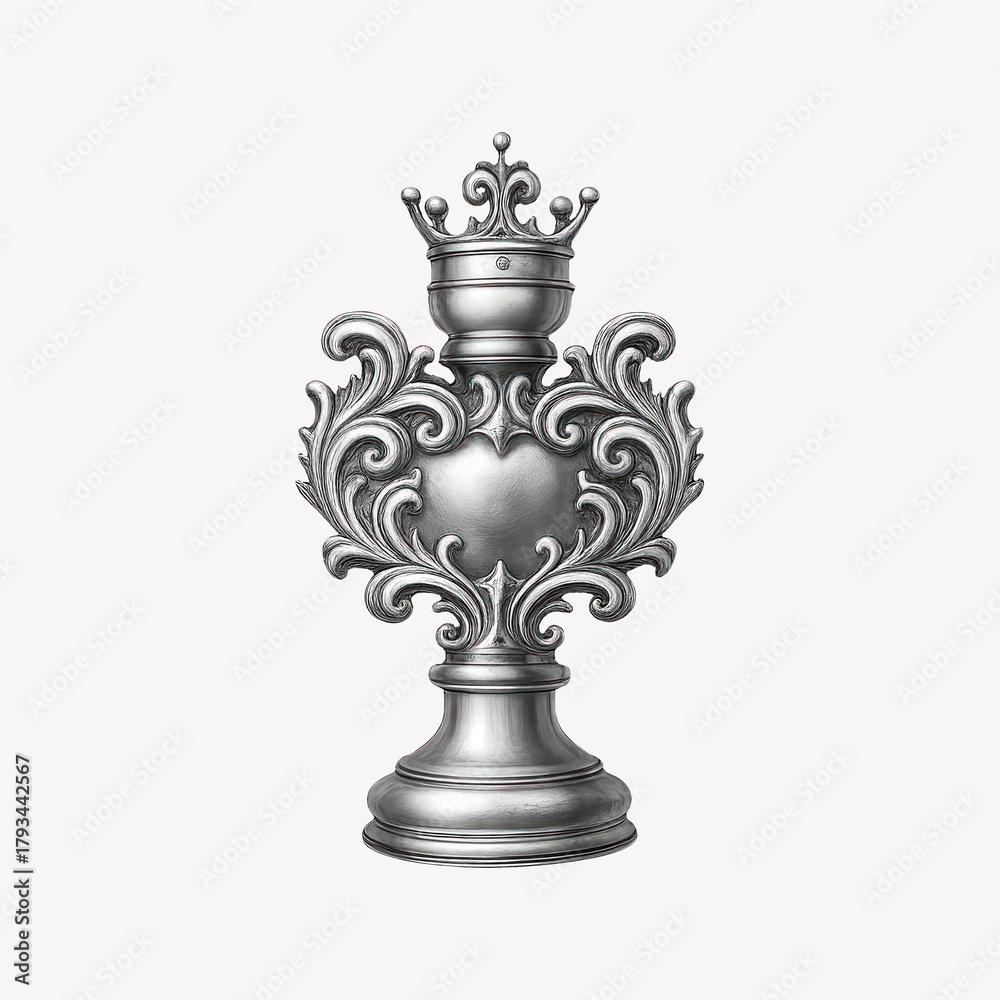 Fototapeta premium Ornate silver chess piece design.