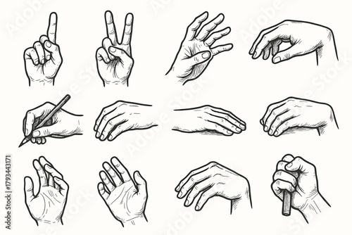 Resting pose gripping artistic icon outline gestures drawing vector gesture icons hand