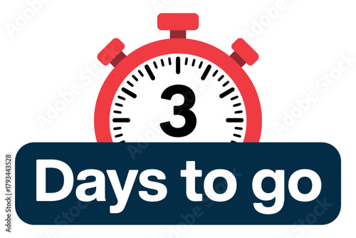 A stopwatch indicates there are 3 days left until an event.