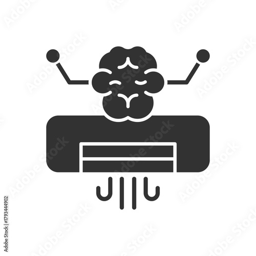 Smart Ac With Brain Icon - Artificial Intelligence AC Icon