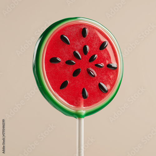 Red and Green Lollipop with Black Seeds