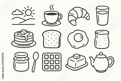Croissant vector icon jar dish orange icons breakfast grid pancake peaceful fried