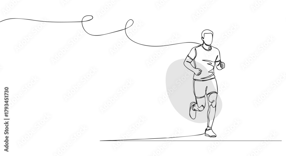 Εκτύπωση καμβά Continuous one line drawing of a male runner in motion, a minimalist illustratio