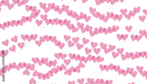 Pink hearts pattern on white background for romance and love