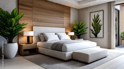 Neutral-Toned Bedroom Curve...