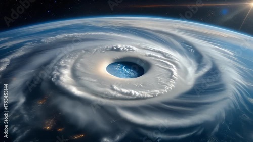 Space View of Earth with Swirling Hurricane System