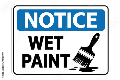 Notice of wet paint with a paintbrush icon