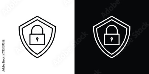 Shield lock icon concept symbol design. logo template EPS