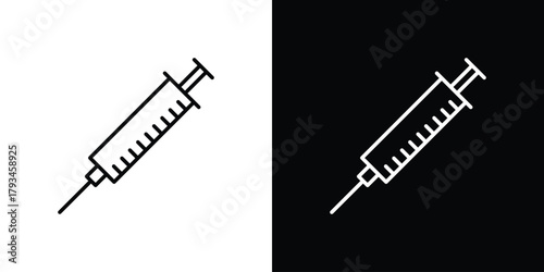 Syringe injection icon concept symbol design. logo template EPS