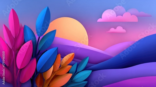 Minimalist landscape with f...