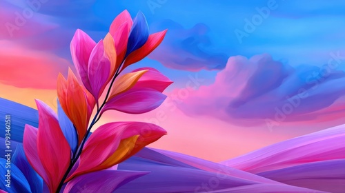Minimalist landscape with f...