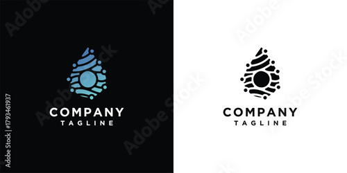 Water technology logo design template. Digital technology water logo design inspiration	