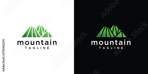 mountain logo vector icon illustration. mountain logo design template elements created with rocks forming a mountain	