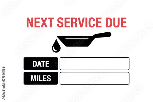 Next service due reminder with date and miles for a vehicle.