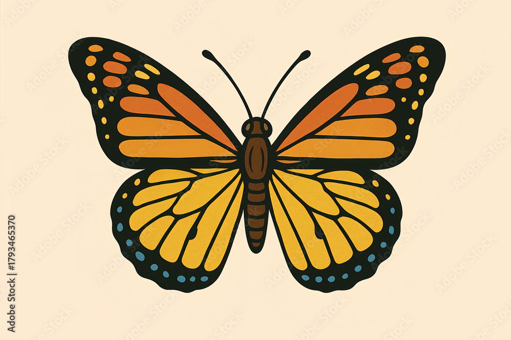 Obraz premium Colorful Monarch Butterfly Vector Illustration – Flat Style Design butterfly vector illustration